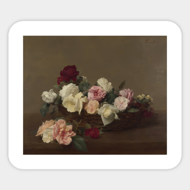 Ignace-Henri-Theodore Fantin-Latour - A Basket Of Roses Sticker by jandesky